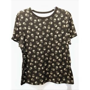 No Boundaries XXL Juniors Black Leopard Skull Baby Tee Shirt Grunge Rock Goth